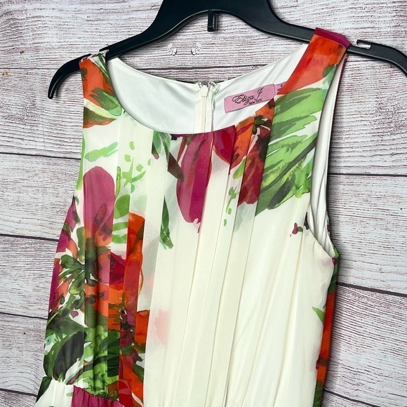 Eliza J Tropical Hawaiian Floral Maxi Chiffon Dress Size 6 - Picture 5 of 11